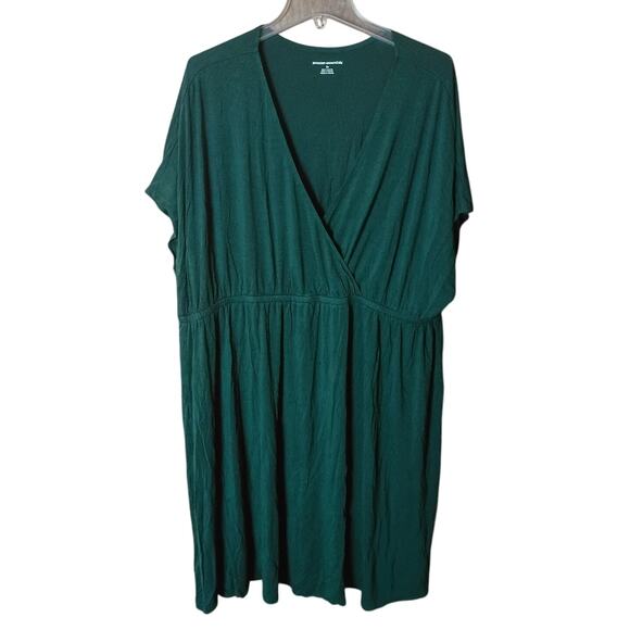 Amazon Essentials Women 3x Emerald Dress Stretch V-neck Babydoll Dress - Picture 2 of 6